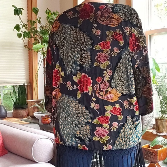 Xhilaration Fringed Burnout Kimono - Picture 4 of 5